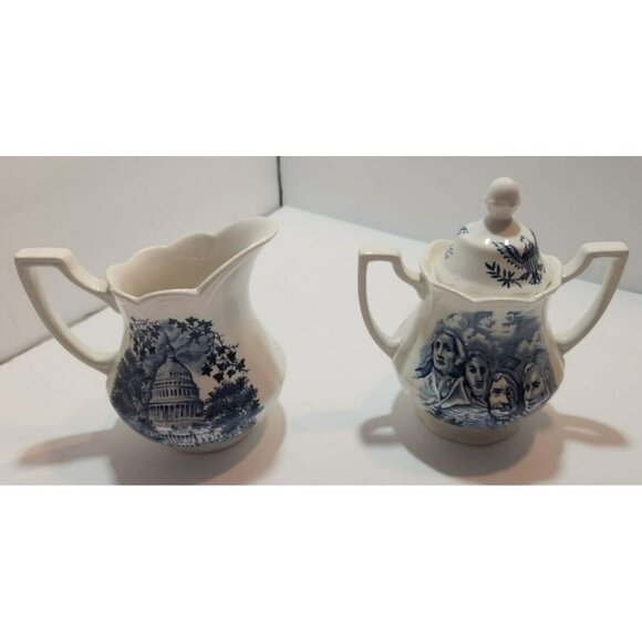 America Hurrah English Ironstone J&G Meakin Sugar Bowl And Creamer Pitcher - Picture 1 of 15